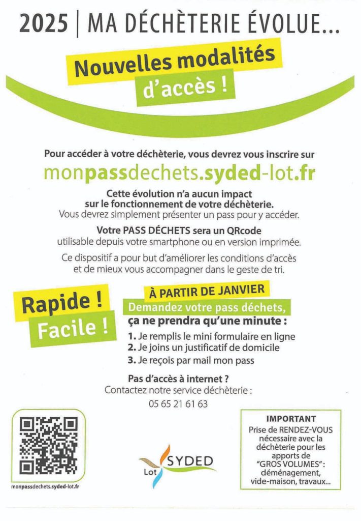 Modalité d'accès à la décheterie
