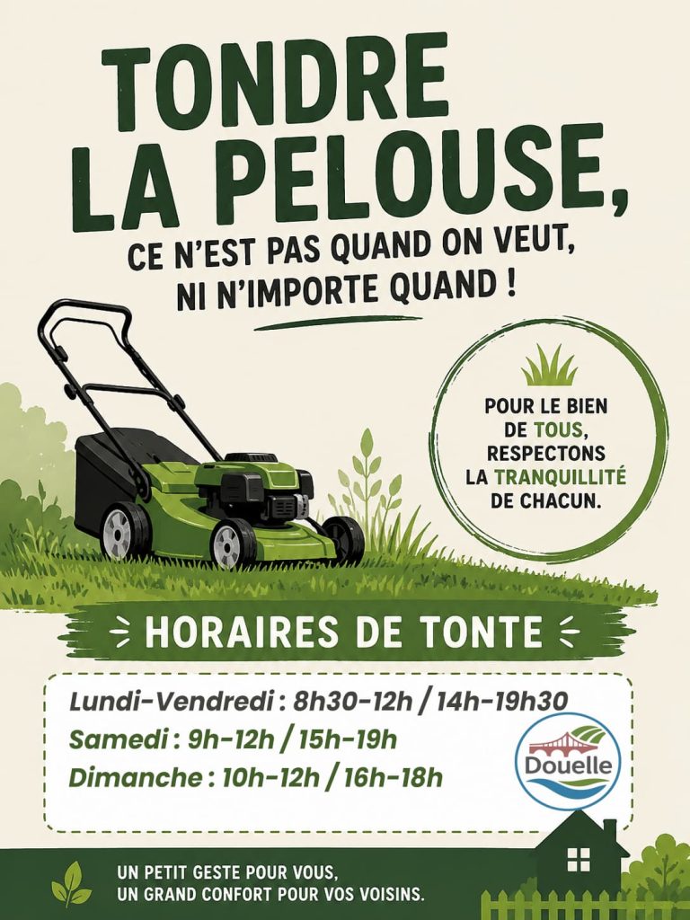 Affiche des horaires de tonte et bricolage