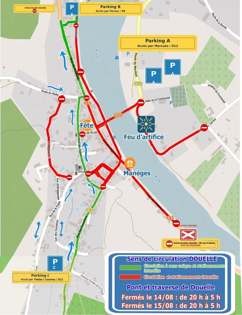 🚗 FÊTE DE DOUELLE – PLAN DE CIRCULATION & STATIONNEMENT